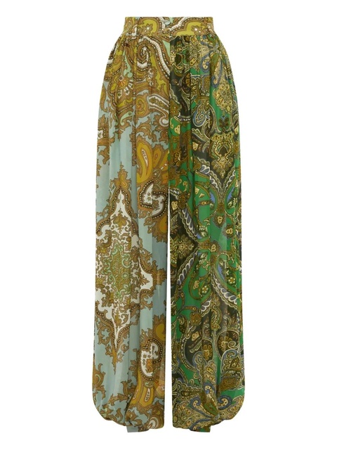 ALEMAIS Clemenza paisley-print pleated trousers - Green - zdjęcie produktu nr 1