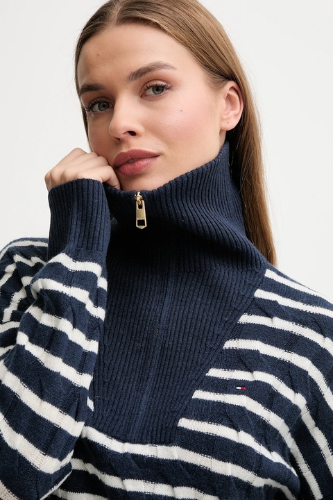 Tommy Hilfiger sweter wełniany damski kolor granatowy WW0WW46425 - zdjęcie produktu nr 1