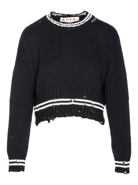 Marni distressed-effect jumper - Black - zdjęcie produktu nr 1