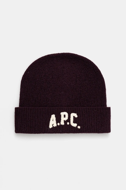 A.P.C. czapka wełniana bonnet axel kolor fioletowy WVBDK.M25111 - zdjęcie produktu nr 1