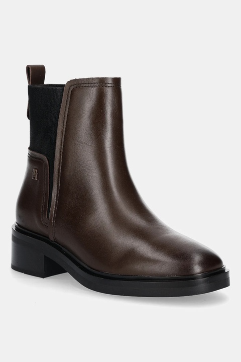 Tommy Hilfiger sztyblety skórzane TH MINIMAL LEATHER CHELSEA damskie kolor brązowy na słupku FW0FW08978 - zdjęcie produktu nr 1
