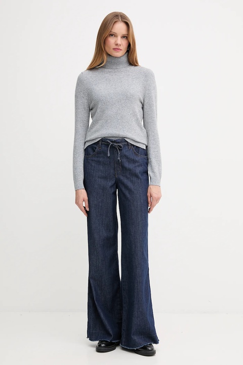 Barbour sweter z wełną damski kolor szary lekki z golfem LKN1077 - zdjęcie produktu nr 2