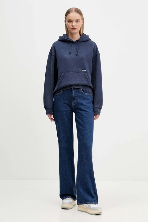 Tommy Jeans bluza damska kolor granatowy z kapturem gładka DW0DW21609 - zdjęcie produktu nr 2