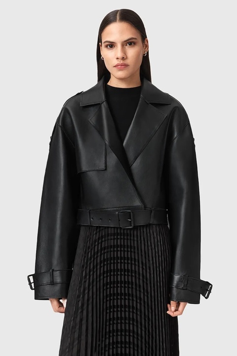 AllSaints kurtka skórzana OPHELIA damska kolor czarny przejściowa oversize W045LB - zdjęcie produktu nr 1