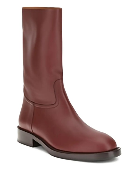 Loro Piana leather mid-calf boots - Red - zdjęcie produktu nr 2