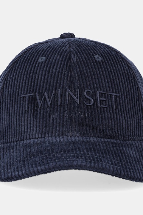 Twinset czapka z daszkiem sztruksowa kolor granatowy 252TO5440 - zdjęcie produktu nr 2