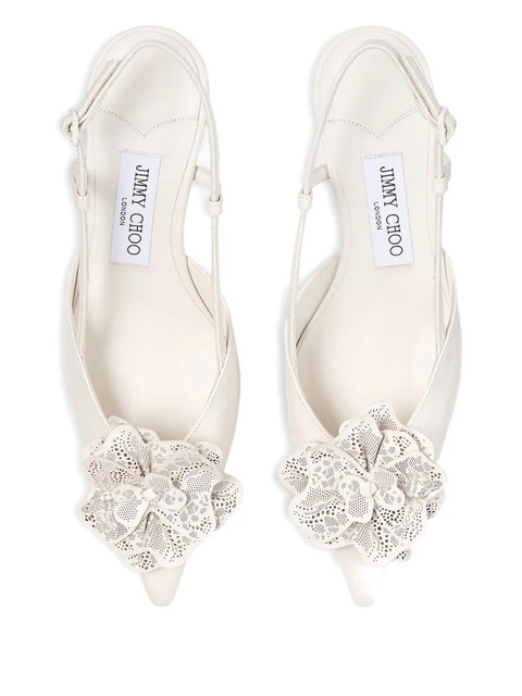 Jimmy Choo 50mm Mimmi flower sling back pumps - White - zdjęcie produktu nr 2