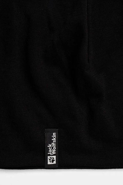Jack Wolfskin czapka kolor czarny z cienkiej dzianiny wełniana A60110 - zdjęcie produktu nr 1
