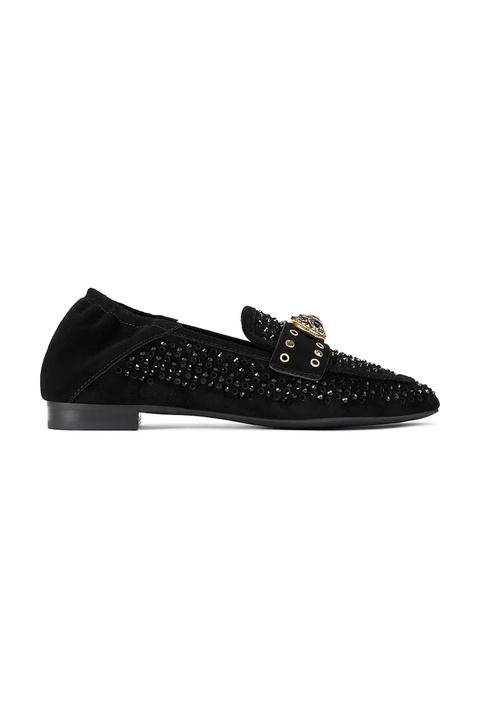 Kurt Geiger London mokasyny zamszowe Chelsea Crystal Loafer damskie kolor czarny na płaskim obcasie 4726709209 - zdjęcie produktu nr 1