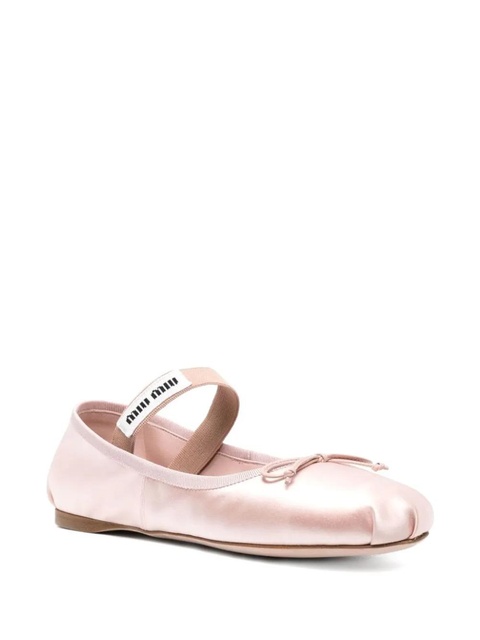 Miu Miu elasticated bow-detail ballet flats - Pink - zdjęcie produktu nr 2