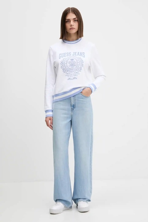 Guess Jeans bluza bawełniana damska kolor biały wzorzysta W5YQ19 K68I4 - zdjęcie produktu nr 1