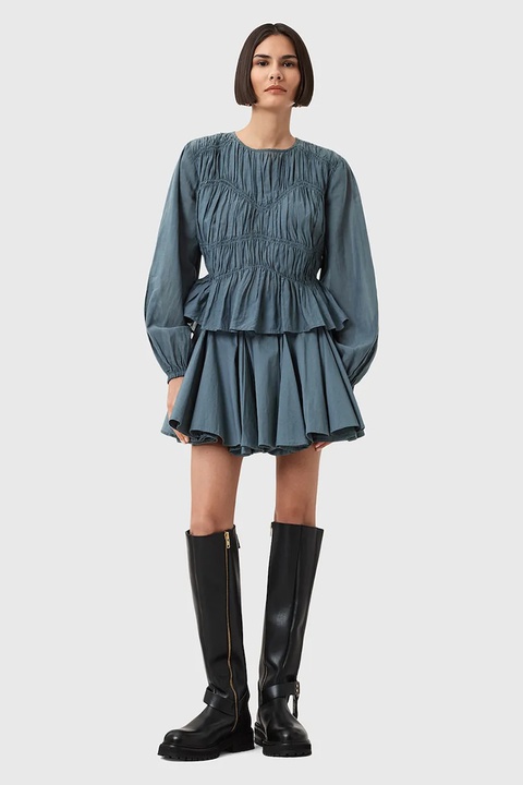 AllSaints spódnica bawełniana TULIP kolor niebieski mini rozkloszowana W016RD - zdjęcie produktu nr 1