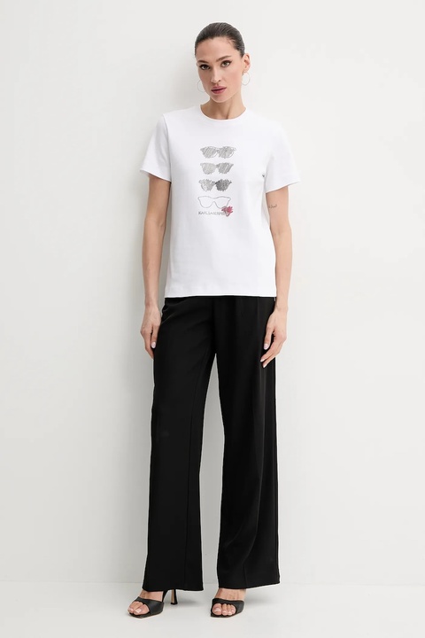Karl Lagerfeld t-shirt bawełniany damski kolor biały A2W17103 - zdjęcie produktu nr 1