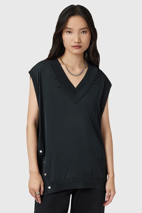 AllSaints kamizelka z dodatkiem wełny BERN damski kolor granatowy lekki W045KD - zdjęcie produktu nr 1