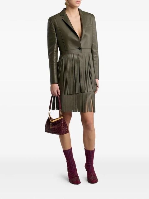 ETRO pleated-fringe leather jacket - Green - zdjęcie produktu nr 2