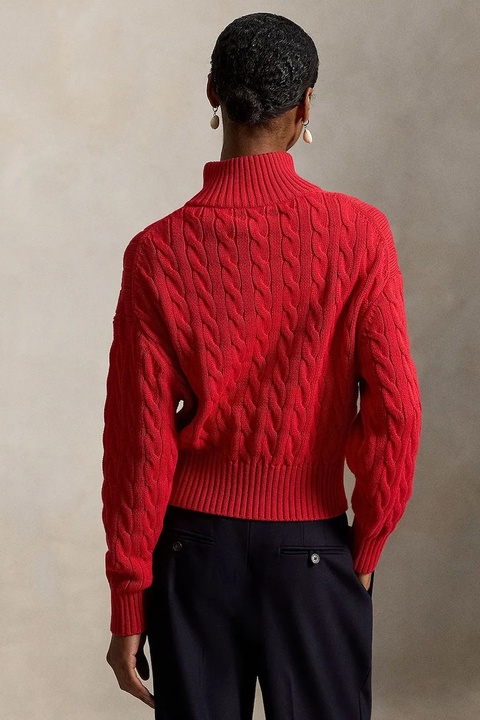 Polo Ralph Lauren sweter bawełniany kolor czerwony z półgolfem 211963467 - zdjęcie produktu nr 2