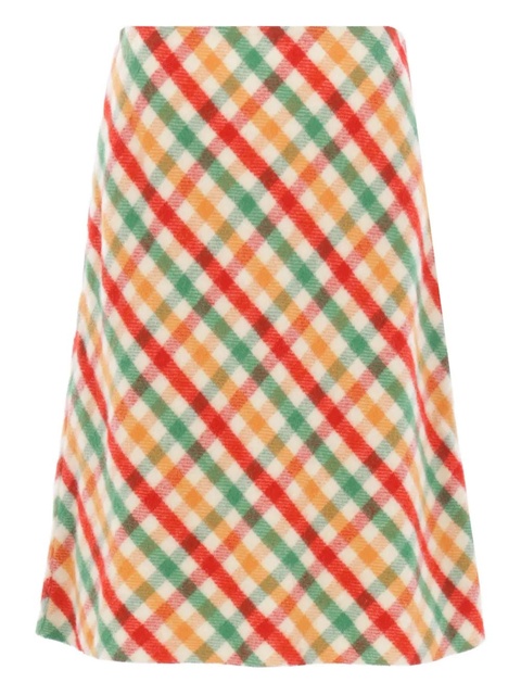 Miu Miu checked wool-blend skirt - Green - zdjęcie produktu nr 1