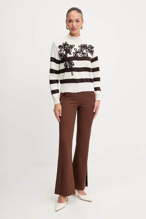 Ermanno Scervino sweter z domieszką wełny damski kolor beżowy z półgolfem 57TM067EA5AP - zdjęcie produktu nr 2