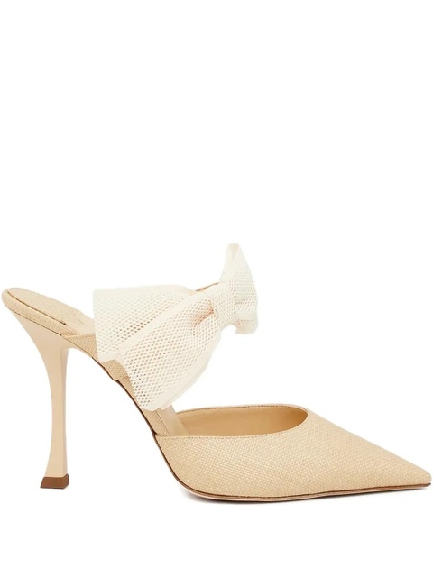 Jimmy Choo 100mm Brook bow pointed mules - Neutrals - zdjęcie produktu nr 1