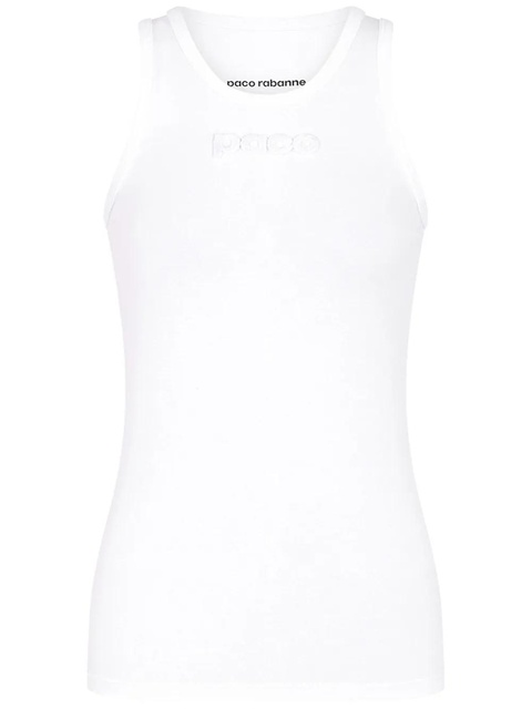 Rabanne logo-devoré cotton tank top - White - zdjęcie produktu nr 1
