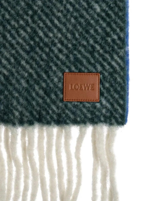 LOEWE colour-block fringed scarf - Green - zdjęcie produktu nr 1