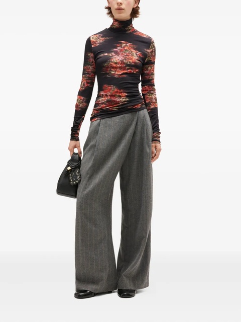 GANNI floral-print turtleneck T-shirt - Black - zdjęcie produktu nr 1