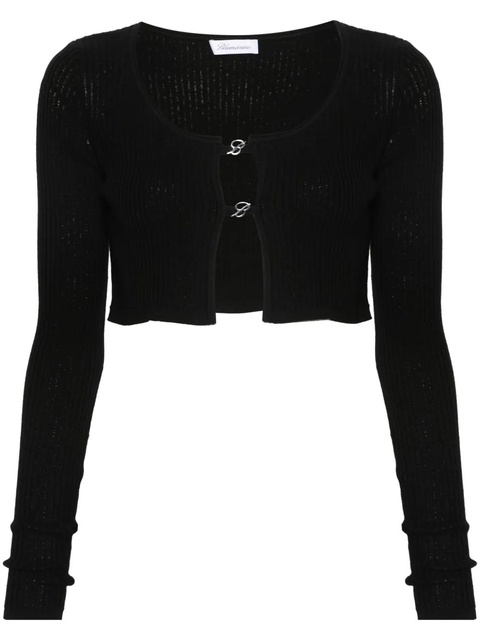 Blumarine logo-plaque cropped cardigan - Black - zdjęcie produktu nr 1