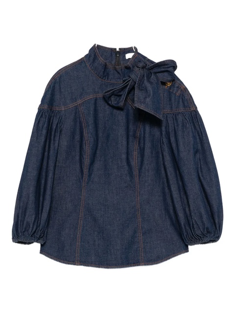 ZIMMERMANN bow-detailed puff-sleeve blouse - Blue - zdjęcie produktu nr 1