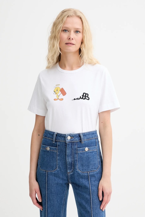 MUNTHE t-shirt bawełniany LACIN damski kolor biały 253110125360 - zdjęcie produktu nr 1