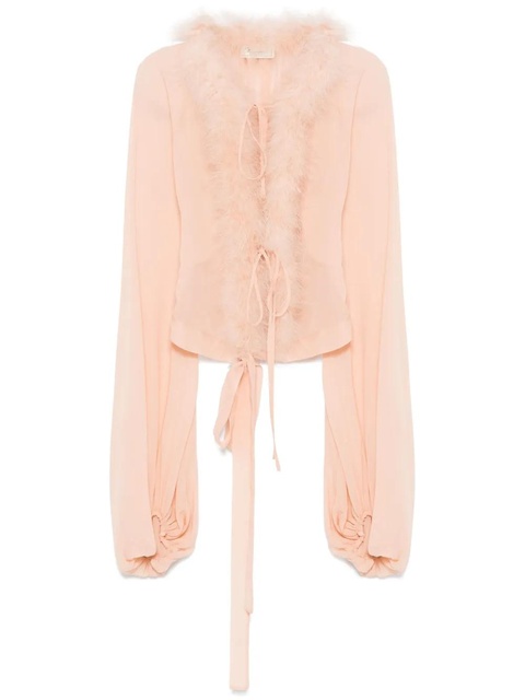 Blumarine feather-trim georgette blouse - Pink - zdjęcie produktu nr 1