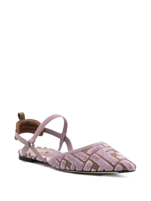 FENDI FF-logo patterned slingback flat pumps - Pink - zdjęcie produktu nr 2