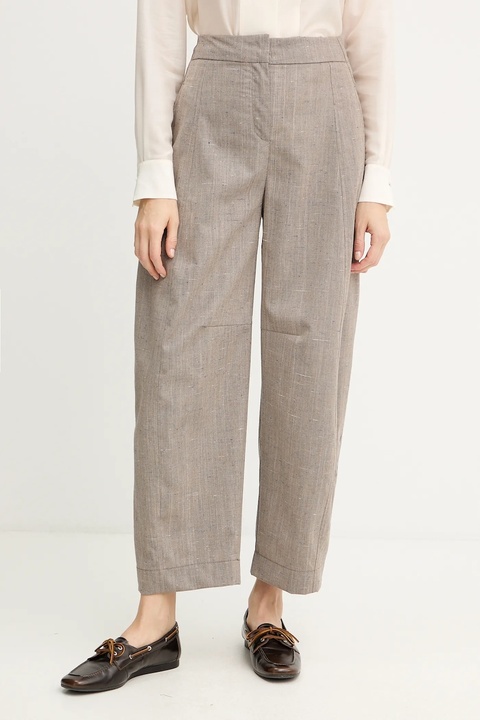 MAX&Co. spodnie z wełną damskie kolor beżowy proste high waist 2526136023200 - zdjęcie produktu nr 1