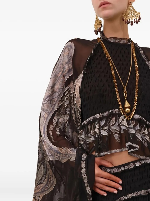 ZIMMERMANN Dream Burnout ruffled blouse - Black - zdjęcie produktu nr 2