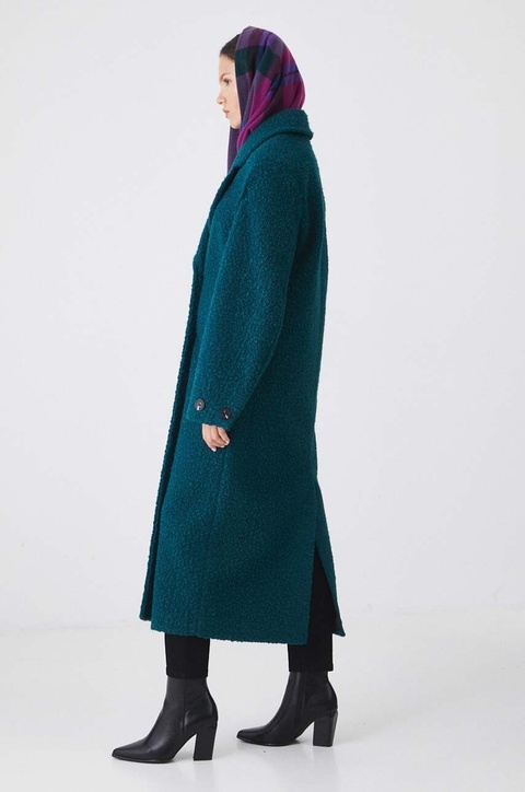 Medicine płaszcz damski kolor zielony przejściowy dwurzędowy - zdjęcie produktu nr 1