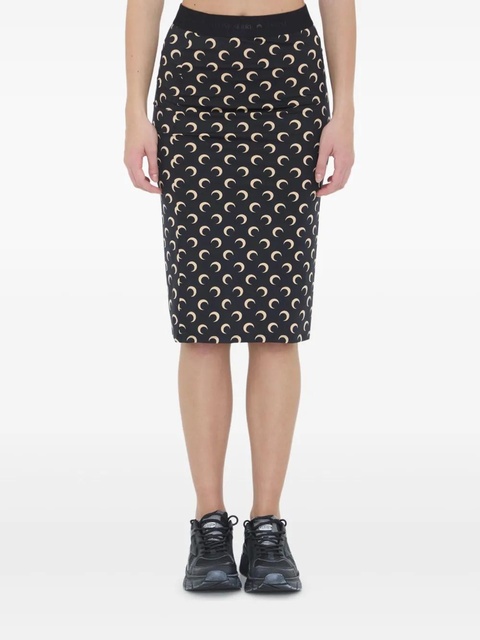 Marine Serre moon-print midi skirt - Black - zdjęcie produktu nr 1