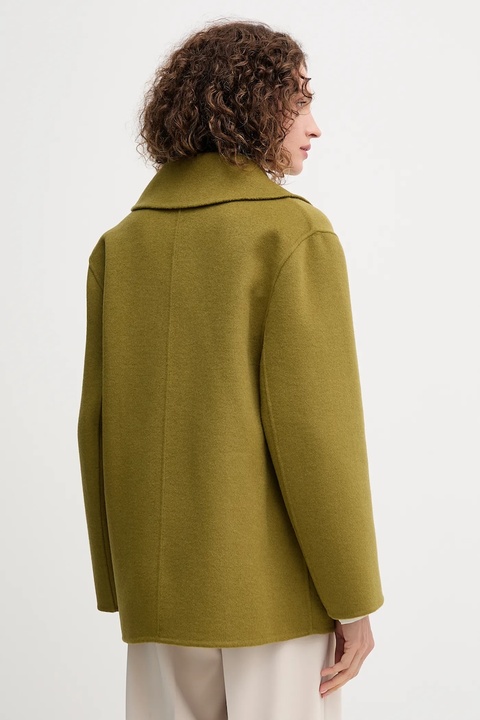 United Colors of Benetton płaszcz z wełną kolor zielony 28F7DN083 - zdjęcie produktu nr 2