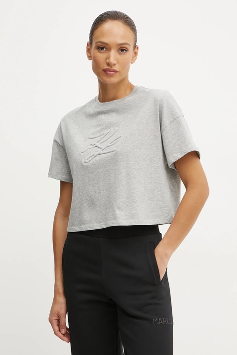 Karl Lagerfeld t-shirt bawełniany damski kolor szary A1W17071 - zdjęcie produktu nr 1