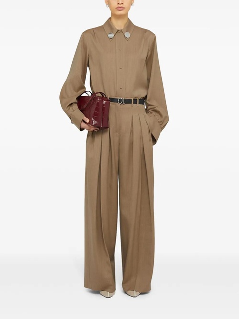 Jil Sander belted wool palazzo pants - Brown - zdjęcie produktu nr 2