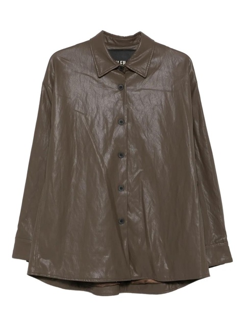 Eleh button-down leather shirt jacket - Brown - zdjęcie produktu nr 1