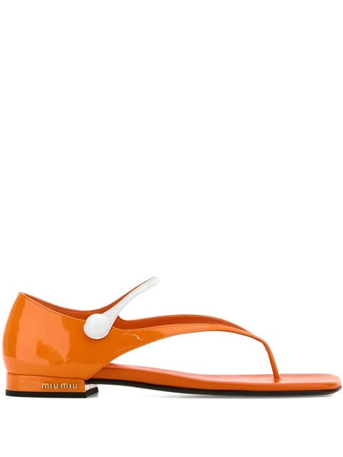 Miu Miu leather thong sandals - Orange - zdjęcie produktu nr 1