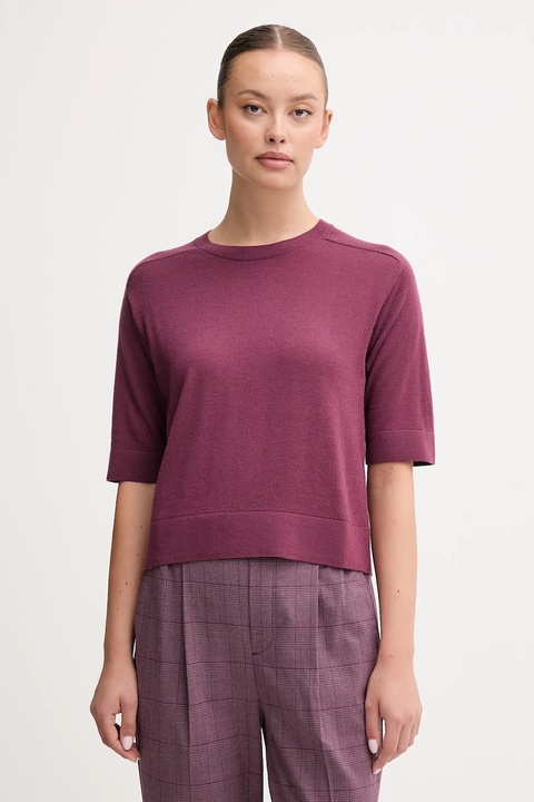 United Colors of Benetton sweter wełniany damskie kolor fioletowy lekki 11AHD10E6 - zdjęcie produktu nr 1