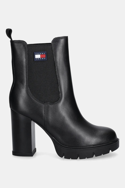 Tommy Jeans botki skórzane TJW LEATHER HEEL BOOT damskie kolor czarny na słupku lekko ocieplone EN0EN02831 - zdjęcie produktu nr 2