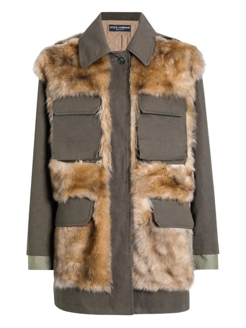 Dolce & Gabbana fur-trimmed coat - Brown - zdjęcie produktu nr 1