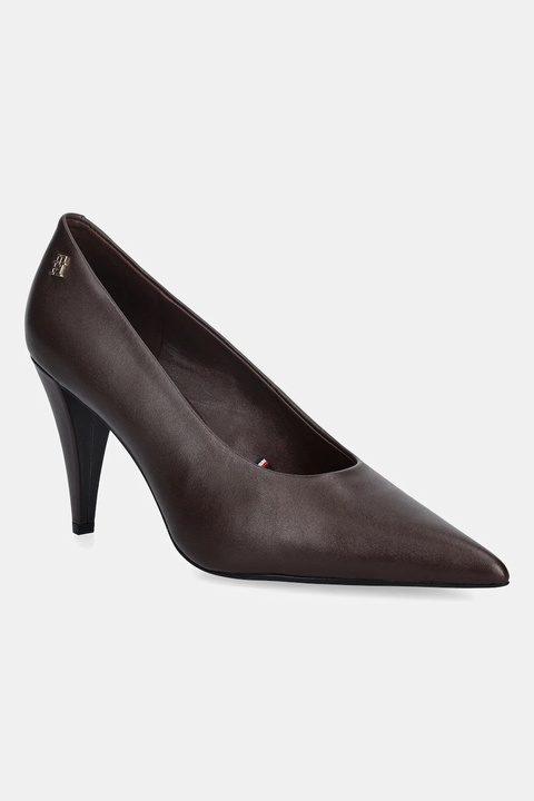 Tommy Hilfiger szpilki skórzane TH SMOOTH LEATHER PUMP kolor brązowy FW0FW08960 - zdjęcie produktu nr 1