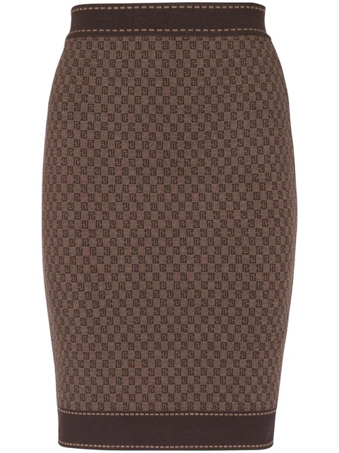 Balmain monogram-jacquard skirt - Brown - zdjęcie produktu nr 1