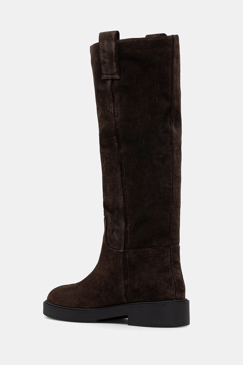 Nokwol kozaki zamszowe Jose Brown Leather damskie kolor brązowy na płaskim obcasie Jose Brown Leather - zdjęcie produktu nr 2