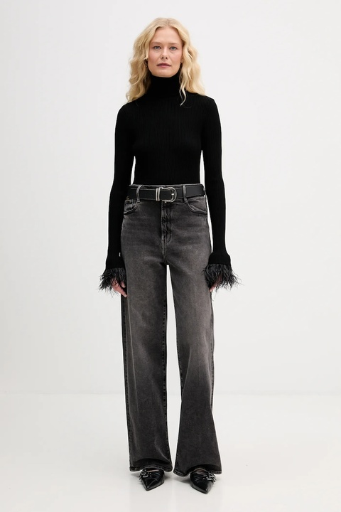 Aniye By sweter damski kolor czarny lekki z golfem 181051 - zdjęcie produktu nr 2