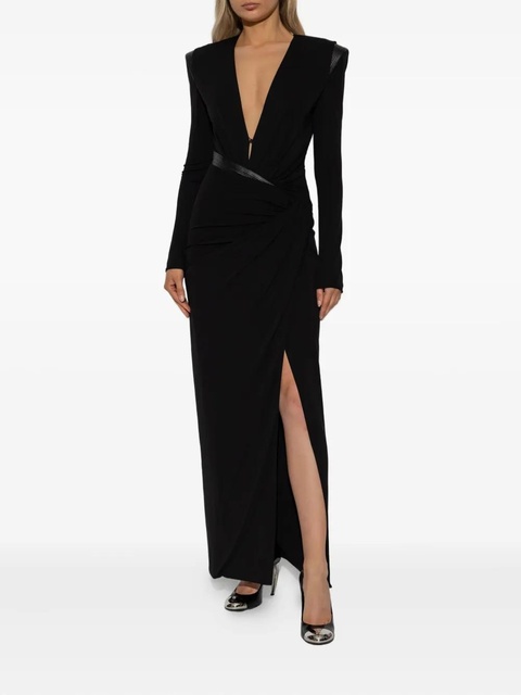 Versace shoulder-pad slit maxi dress - Black - zdjęcie produktu nr 2