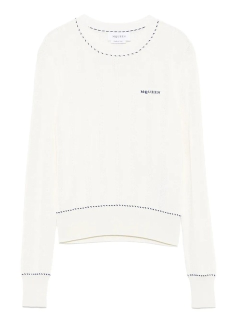 Alexander McQueen logo-embroidered ribbed-knit top - White - zdjęcie produktu nr 1