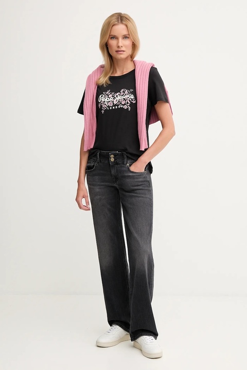 Pepe Jeans t-shirt bawełniany damski kolor czarny PL5000049 - zdjęcie produktu nr 2